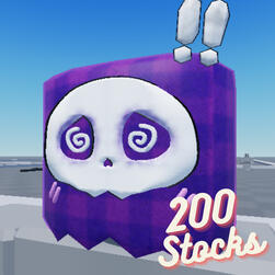 The "Disturbed Skull Bag" is a purple checkered hat-sack featuring an adorable skull with blushing cheeks and eyes that make it appear disturbed. This unique accessory is perfect for creating an original look on Roblox!